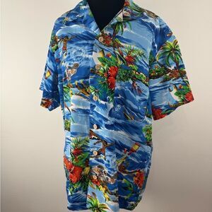 Tropical Blue Hawaiian Shirt Ron Jon surf shop men’s medium Hawaiian shirt